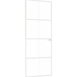 vidaXL Puerta de interior vidrio templado y aluminio blanco 76x201,5cm Blanco y transparente Best