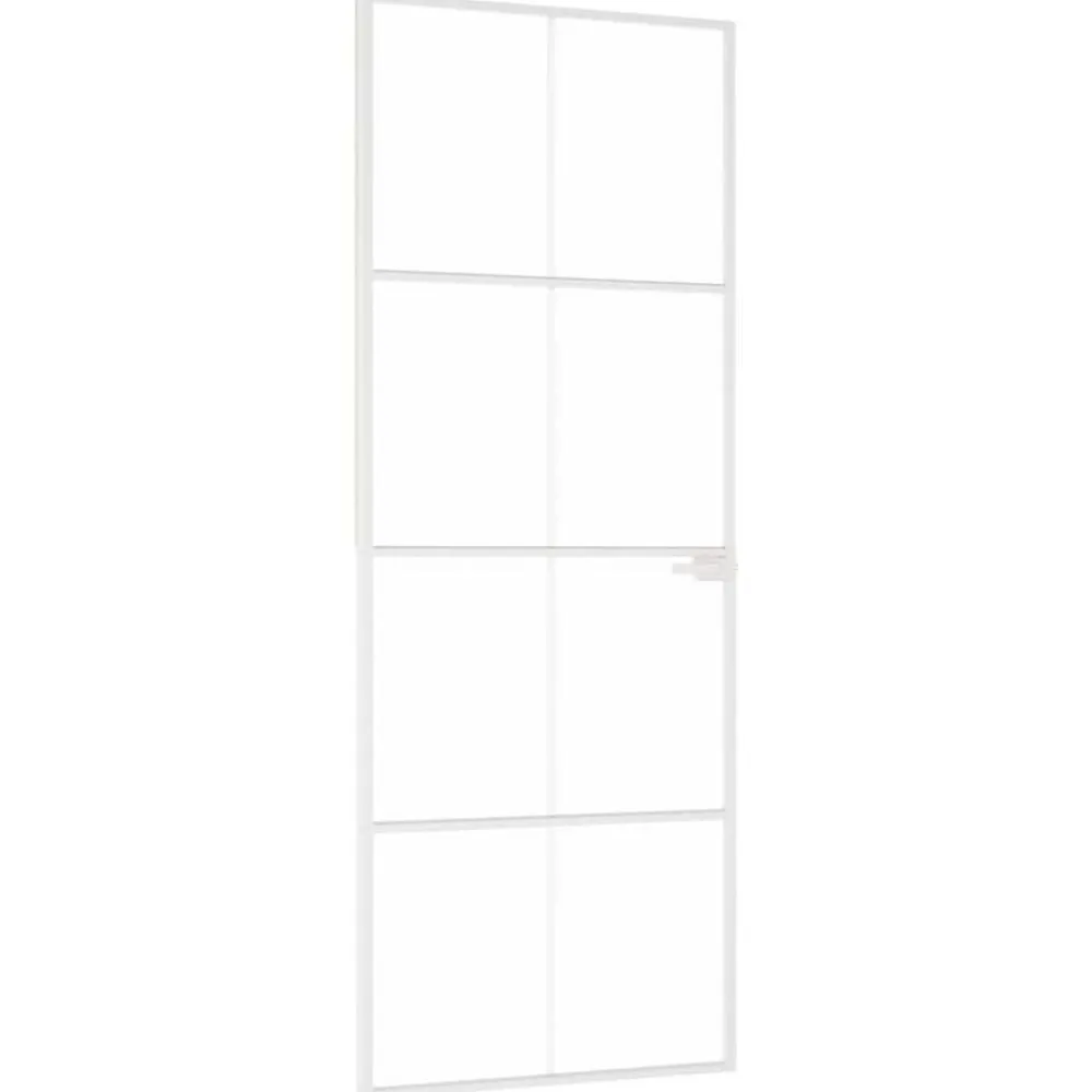vidaXL Puerta de interior vidrio templado y aluminio blanco 76x201,5cm Blanco y transparente Best