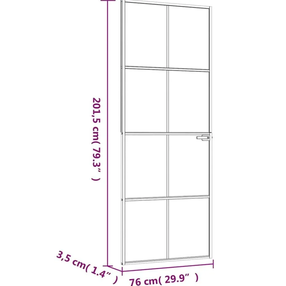 vidaXL Puerta de interior vidrio templado y aluminio blanco 76x201,5cm Blanco y transparente Best