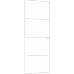 vidaXL Puerta de interior vidrio templado y aluminio blanco 76x201,5cm Blanco y transparente Hot