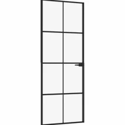 vidaXL Puerta de interior vidrio templado y aluminio negro 76x201,5 cm Negro y transparente Online