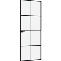 vidaXL Puerta de interior vidrio templado y aluminio negro 76x201,5 cm Negro y transparente Online