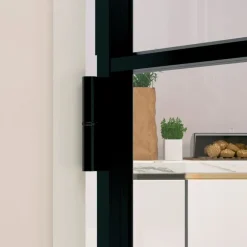 vidaXL Puerta de interior vidrio templado y aluminio negro 76x201,5 cm Negro y transparente Online