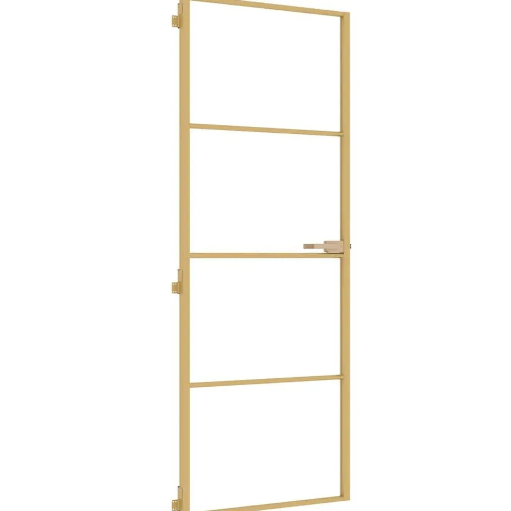 vidaXL Puerta de interior dorada vidrio templado y aluminio 76x201,5cm Dorado y transparente Hot