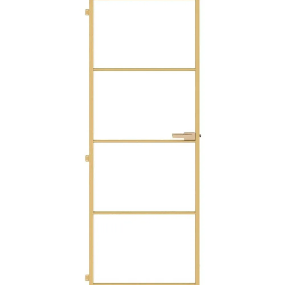 vidaXL Puerta de interior dorada vidrio templado y aluminio 76x201,5cm Dorado y transparente Hot
