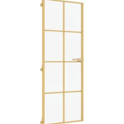 vidaXL Materiales De Construcción-Puerta de interior dorada vidrio templado y aluminio 76x201,5cm