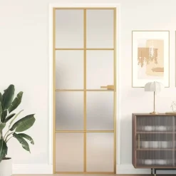 vidaXL Materiales De Construcción-Puerta de interior dorada vidrio templado y aluminio 76x201,5cm