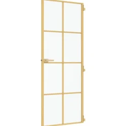 vidaXL Materiales De Construcción-Puerta de interior dorada vidrio templado y aluminio 76x201,5cm