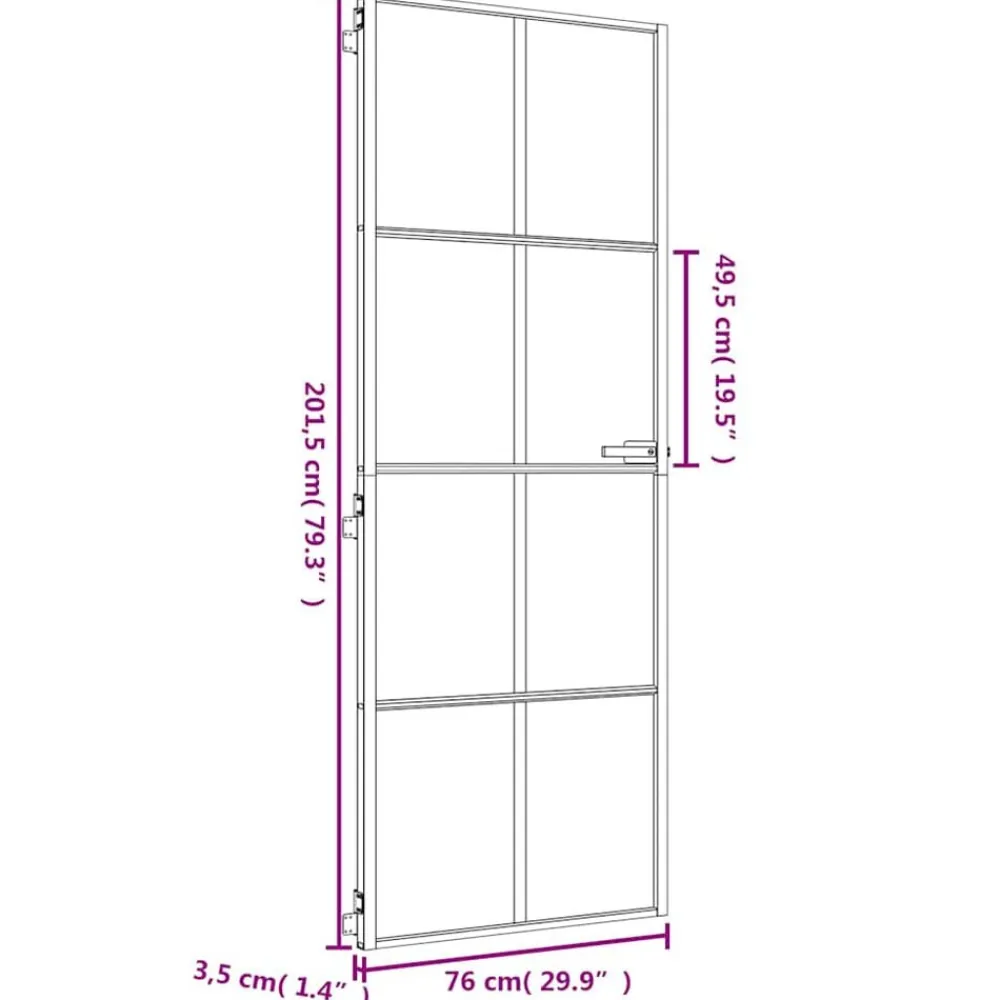 vidaXL Materiales De Construcción-Puerta de interior dorada vidrio templado y aluminio 76x201,5cm