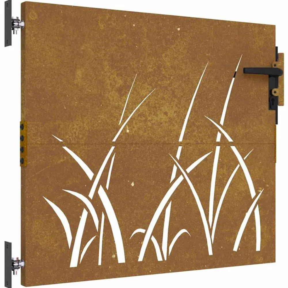 vidaXL Vallas De Jardín-Puerta de jardín acero corten diseño hierba 85x75 cm