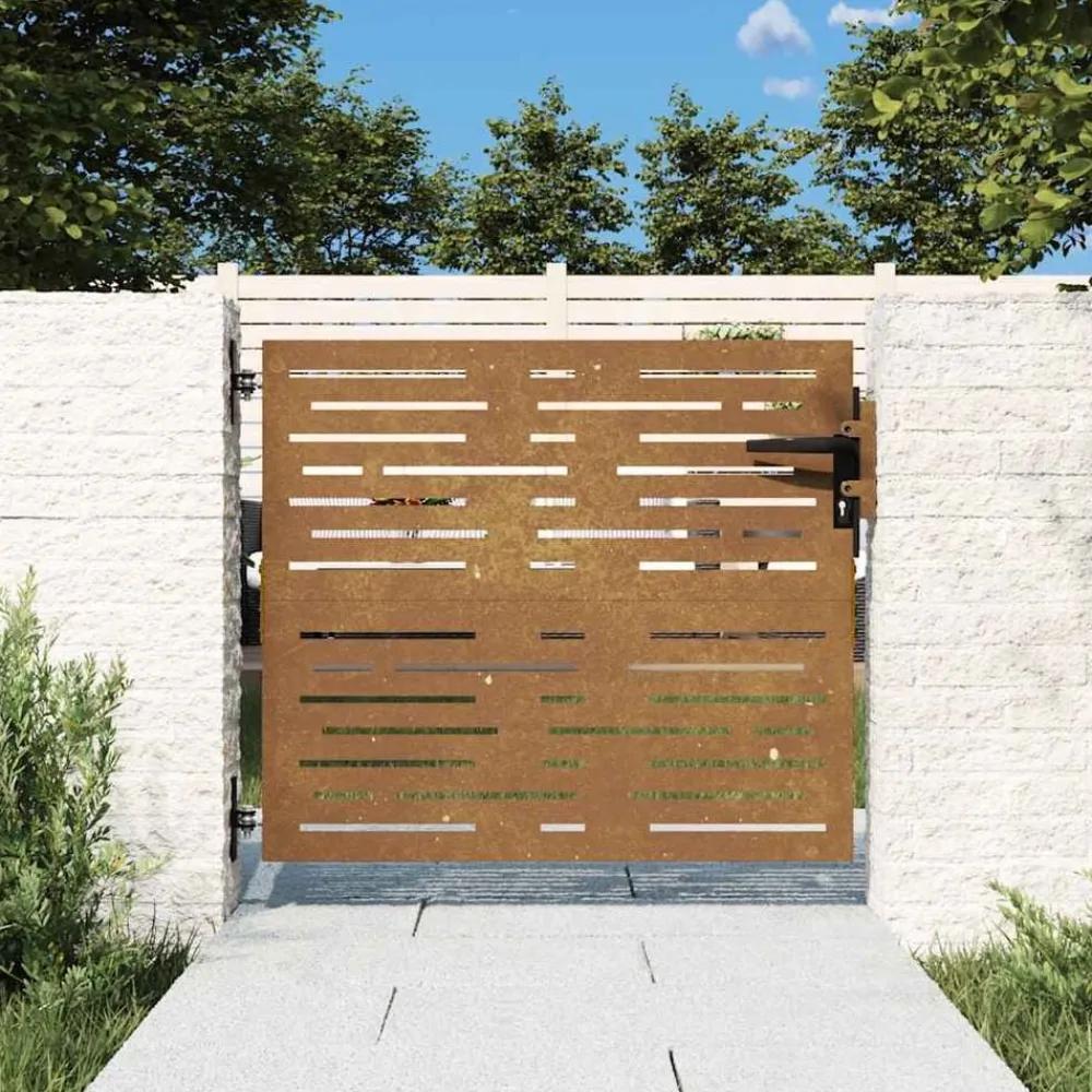 vidaXL Puerta de jardín acero corten diseño cuadrado 85x75 cm Sale