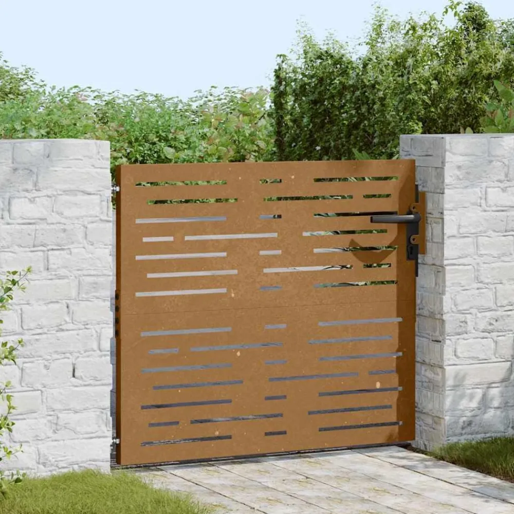 vidaXL Puerta de jardín acero corten diseño cuadrado 85x75 cm Sale