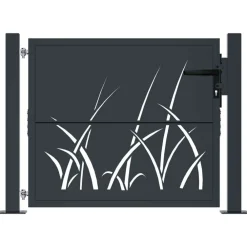 vidaXL Vallas De Jardín-Puerta de jardín antracita 100x75 cm de acero con diseño de césped
