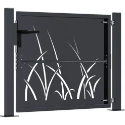 vidaXL Vallas De Jardín-Puerta de jardín antracita 100x75 cm de acero con diseño de césped