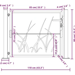 vidaXL Vallas De Jardín-Puerta de jardín antracita 100x75 cm de acero con diseño de césped