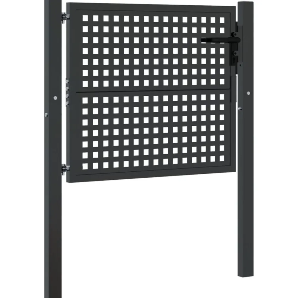 vidaXL Vallas De Jardín-Puerta de jardín Antracita 100x75 cm Acero