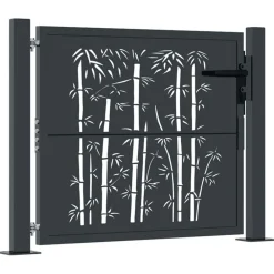 vidaXL Vallas De Jardín-Puerta de jardín antracita 100x75 cm acero diseño bambú