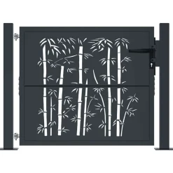 vidaXL Vallas De Jardín-Puerta de jardín antracita 100x75 cm acero diseño bambú