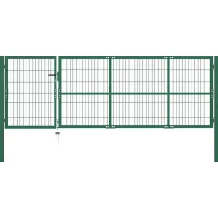 vidaXL Puerta de jardín con postes 350x100 cm acero Verde New