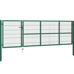 vidaXL Puerta de jardín con postes 350x100 cm acero Verde New