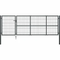 vidaXL Puerta de jardín con postes de acero 350x100 cm Antracita New
