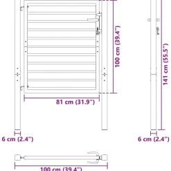 vidaXL Vallas De Jardín-Puerta de jardín con cerradura de aluminio negra 100x100 cm