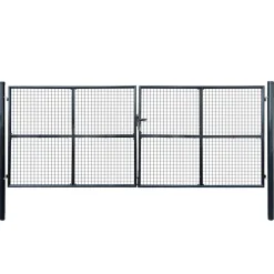 vidaXL Puerta de jardín de malla acero galvanizado 400 x 150 cm gris Clearance