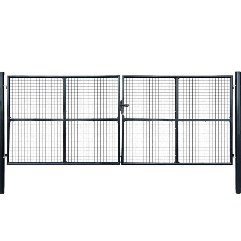 vidaXL Puerta de jardín de malla acero galvanizado 400 x 150 cm gris Clearance