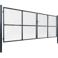 vidaXL Puerta de jardín de malla acero galvanizado 400 x 150 cm gris Clearance