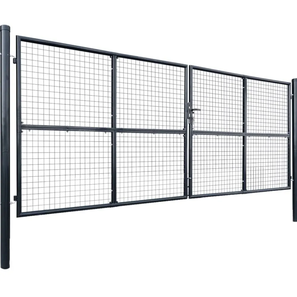 vidaXL Puerta de jardín de malla acero galvanizado 400 x 150 cm gris Clearance