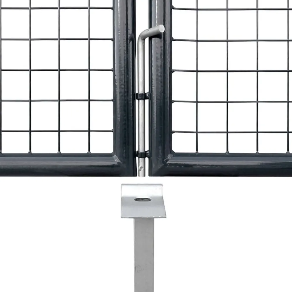vidaXL Puerta de jardín de malla acero galvanizado 400 x 150 cm gris Clearance