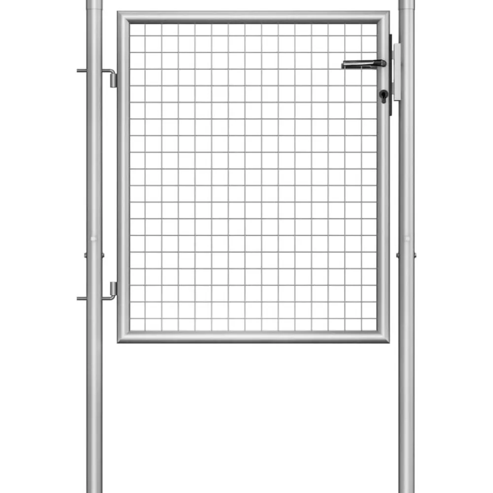 vidaXL Puerta de jardín de acero galvanizado 100 x 75 cm color plata