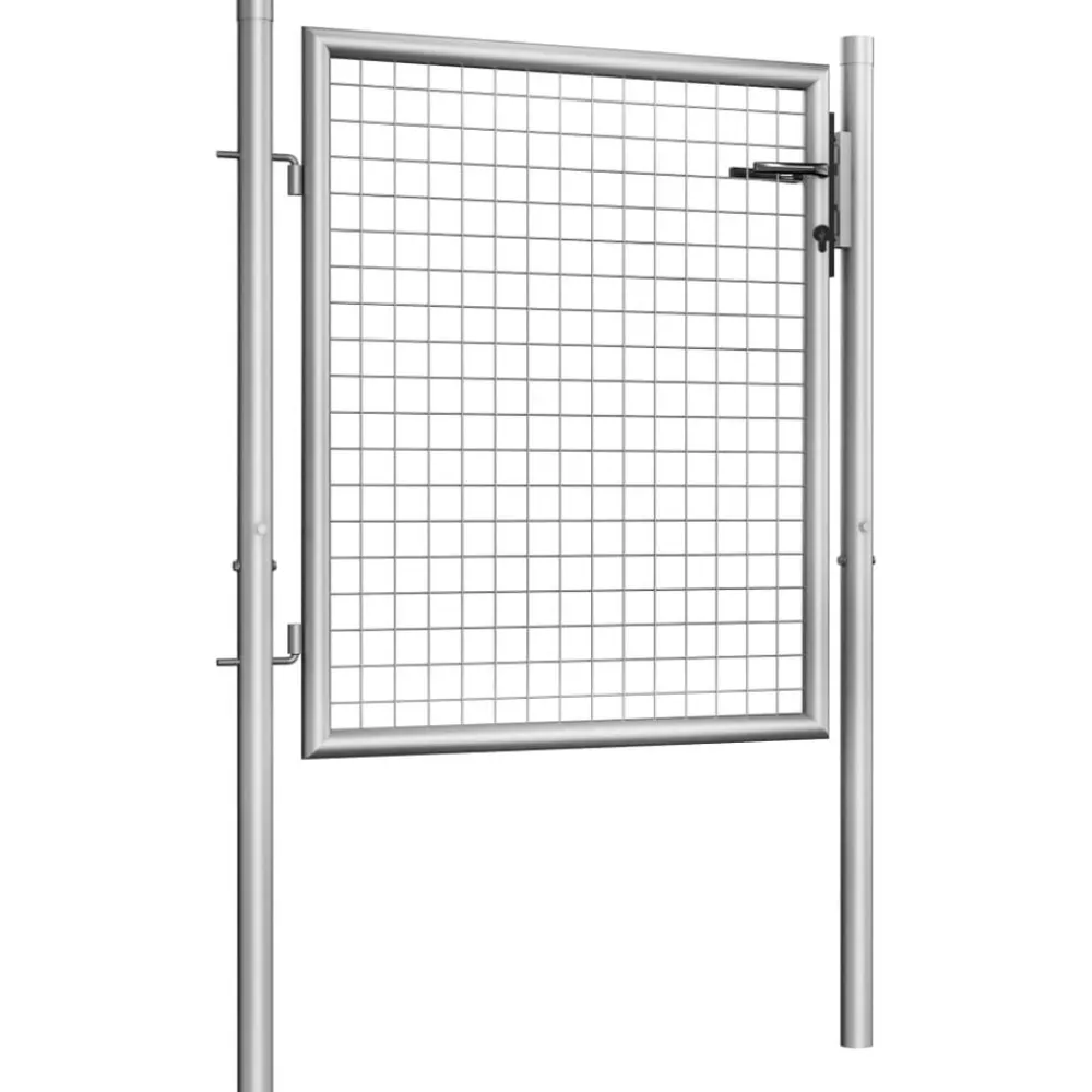vidaXL Puerta de jardín de acero galvanizado 100 x 75 cm color plata