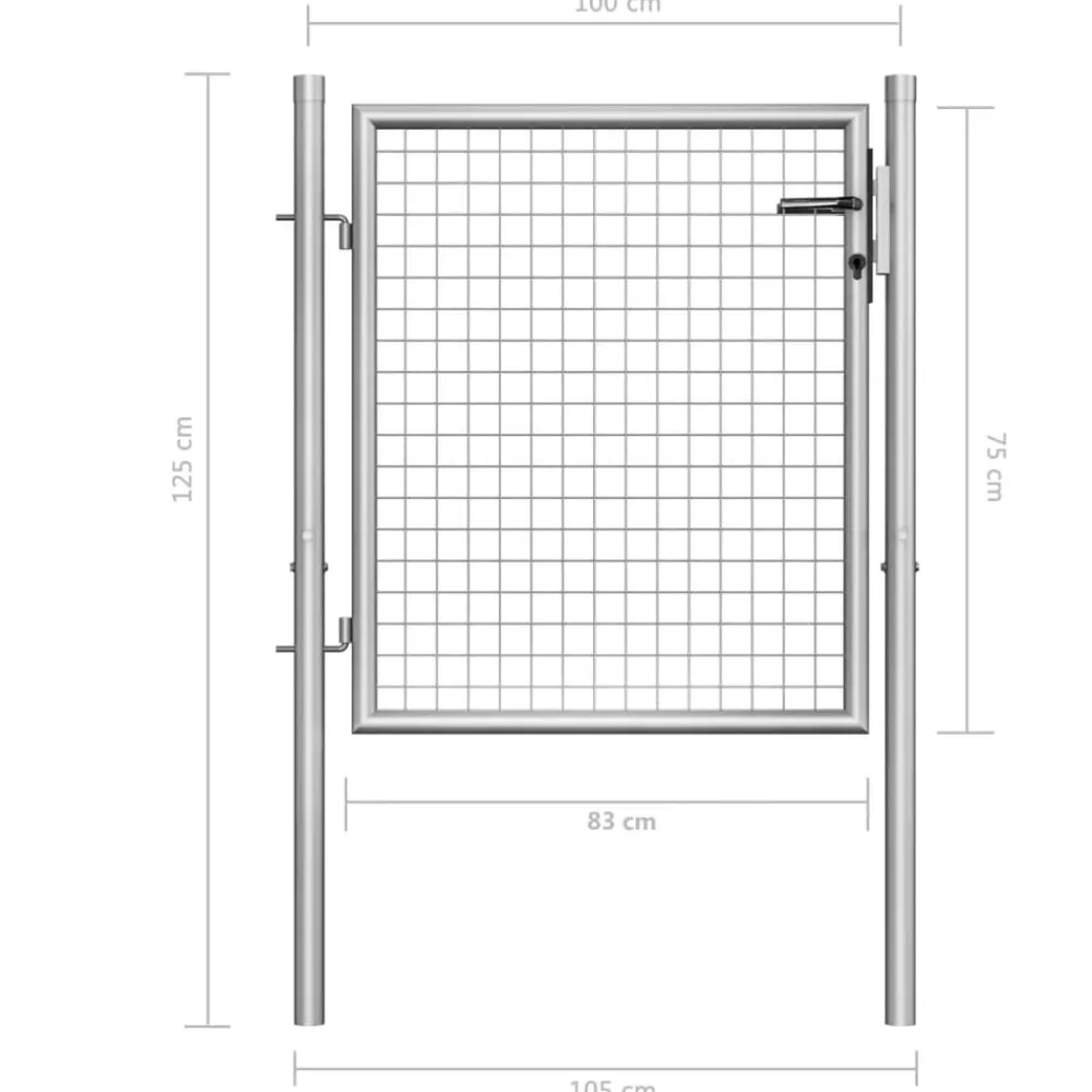 vidaXL Puerta de jardín de acero galvanizado 100 x 75 cm color plata