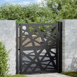 vidaXL Vallas De Jardín-Puerta de jardín de acero negra diseño luminoso 100x100 cm