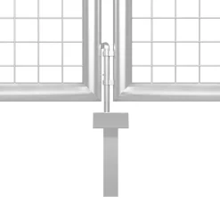 vidaXL Vallas De Jardín-Puerta de jardín de acero 350 x 75 cm color plata