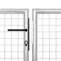 vidaXL Vallas De Jardín-Puerta de jardín de acero 350 x 75 cm color plata