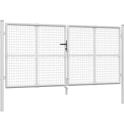 vidaXL Vallas De Jardín-Puerta de jardín de malla color plata 300 x 125 cm acero galvanizado