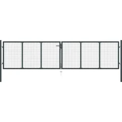 vidaXL Puerta de jardín de malla acero galvanizado 400 x 75 cm gris