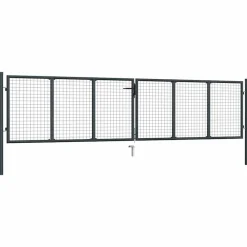 vidaXL Puerta de jardín de malla acero galvanizado 400 x 75 cm gris