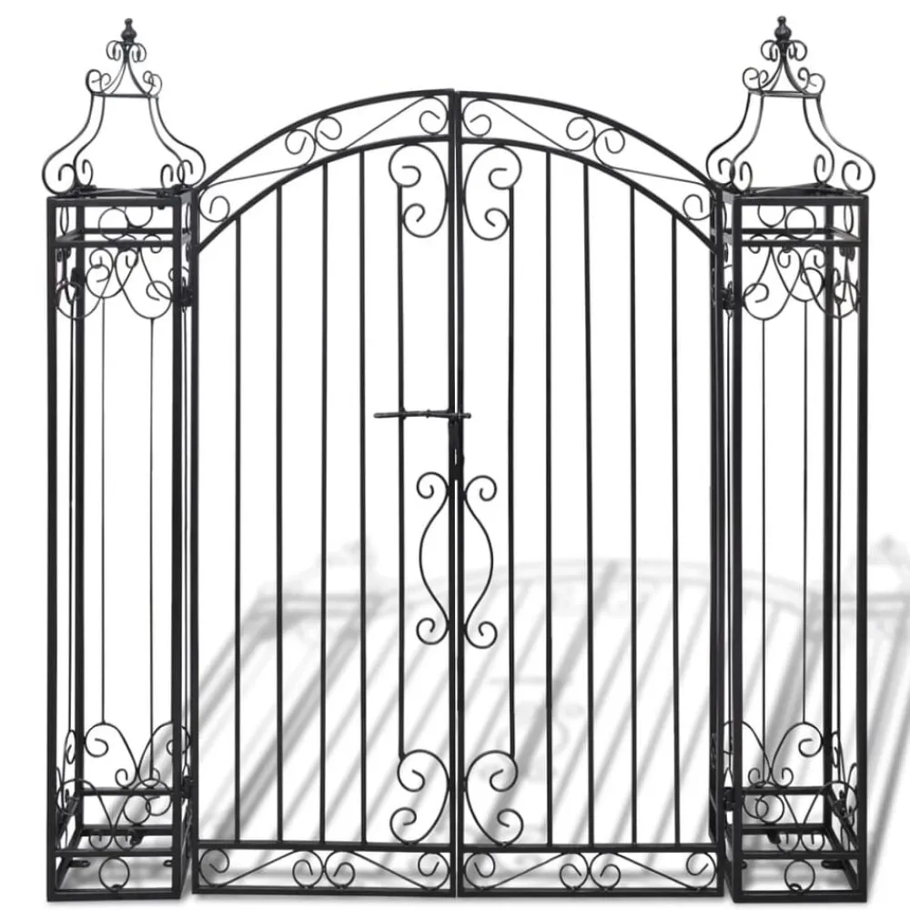 vidaXL Puerta de jardín decorativa de hierro forjado 122x20,5x134 cm Discount