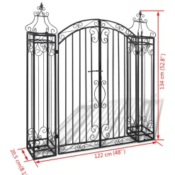 vidaXL Puerta de jardín decorativa de hierro forjado 122x20,5x134 cm Discount