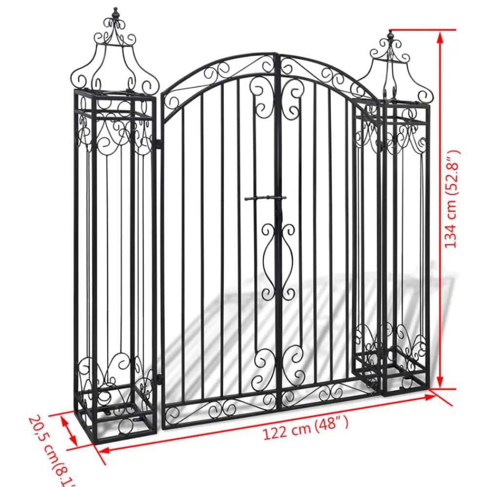 vidaXL Puerta de jardín decorativa de hierro forjado 122x20,5x134 cm Discount