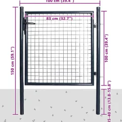 vidaXL Vallas De Jardín-Puerta de jardín de malla acero galvanizado 100x100 cm gris