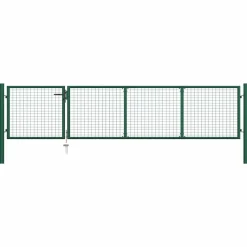 vidaXL Puerta de jardín de acero 350 x 75 cm Verde