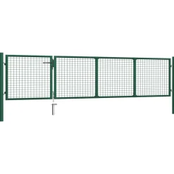 vidaXL Puerta de jardín de acero 350 x 75 cm Verde