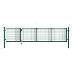 vidaXL Puerta de jardín de acero 350 x 75 cm Verde