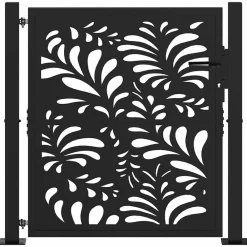 vidaXL Vallas De Jardín-Puerta de jardín diseño ondulado de acero negro 100x100 cm