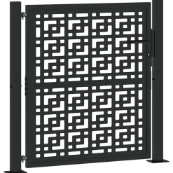 vidaXL Vallas De Jardín-Puerta de jardín negra 100x100 cm diseño de cruz de acero