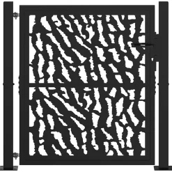 vidaXL Vallas De Jardín-Puerta de jardín negra 100x100 cm de acero con diseño de trazos